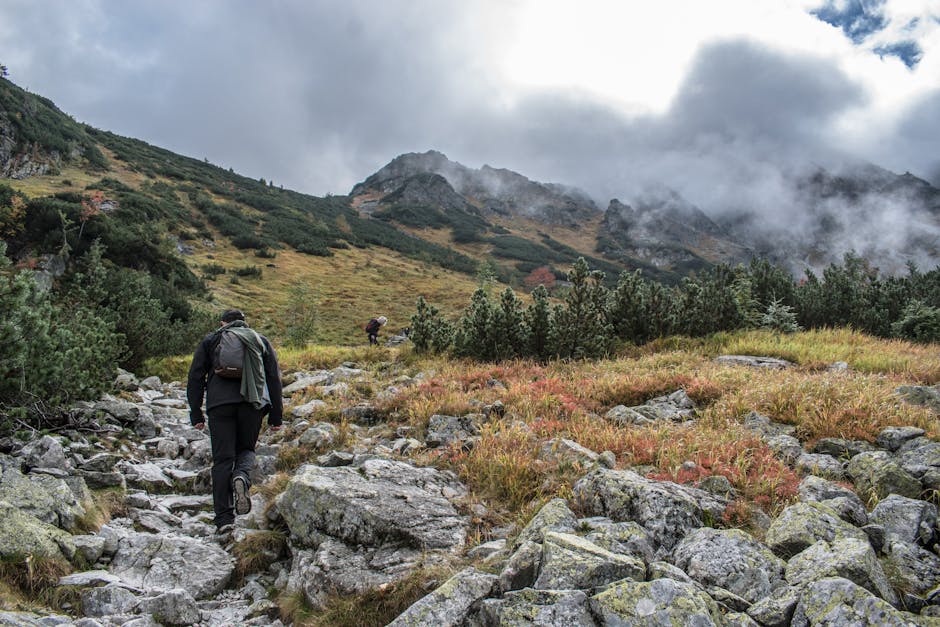 Persona che fa trekking su un sentiero di montagna